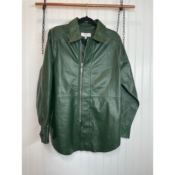 NWT REVOLVE Nikko Leather Shacket in GreenL'Academie Moto Biker Outdoor Size M - Picture 2 of 9